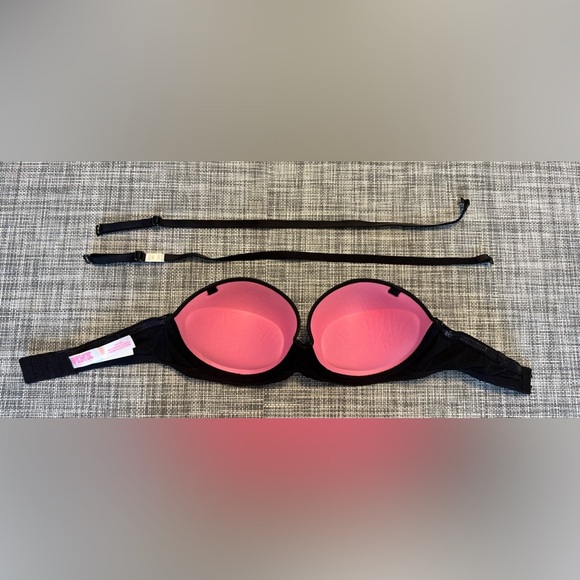 PINK Victoria's Secret Bra Black Women's 32C Multi-way Push Up Removable Straps - Picture 2 of 5